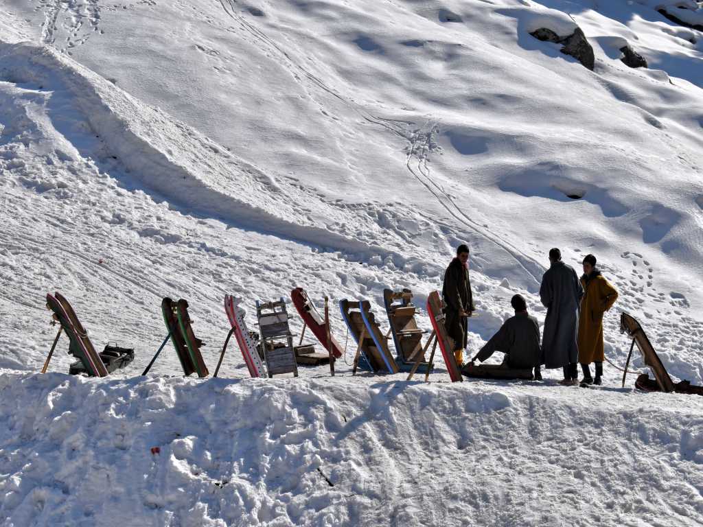 Locals waiting for offering snow-rides