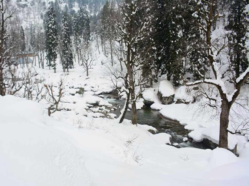 Snowy terrain on Kashmir Winter Trek