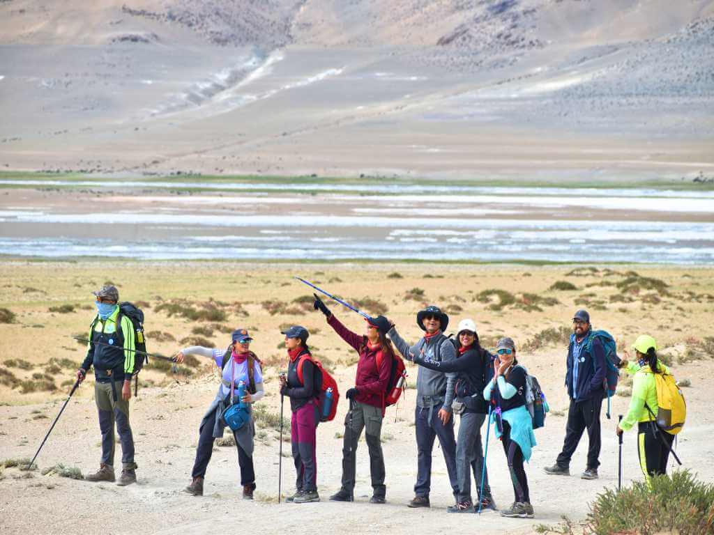 Guests enjoying at Tso Kar Trek in Ladakh