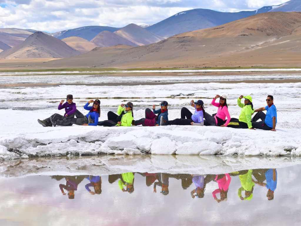 Reflections in the salt lakes of Tso Kar_Guests on Ladakh trek